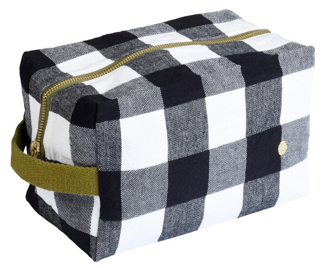 cube pouch cotton black and white checks
